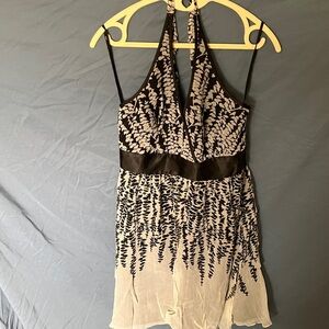 Express: NWT Black & Cream Silk Halter Dress- S